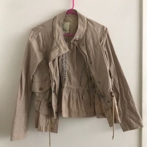 Anthropology tan lightweight linen jacket